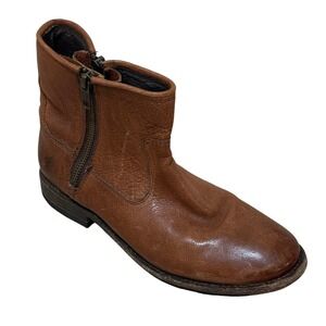 Frye Ankle Boots Women 6.5 B Brown Leather Zipper Western Festival Rugged Preppy
